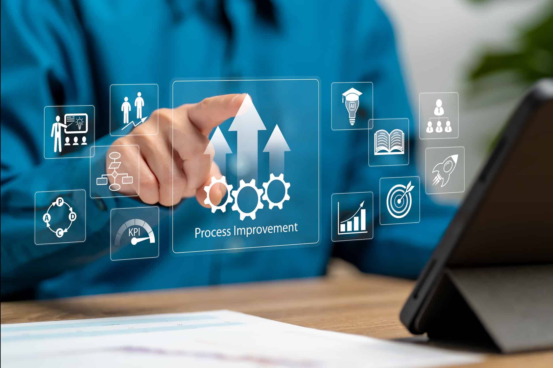 Touchscreen mit Prozessgrafik | Lohnabrechnung Outsourcing

